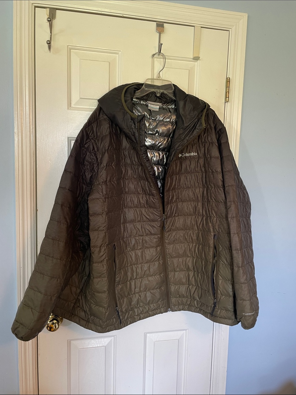 Columbia Women's Olive Green Quilted Hooded Puffer Jacket